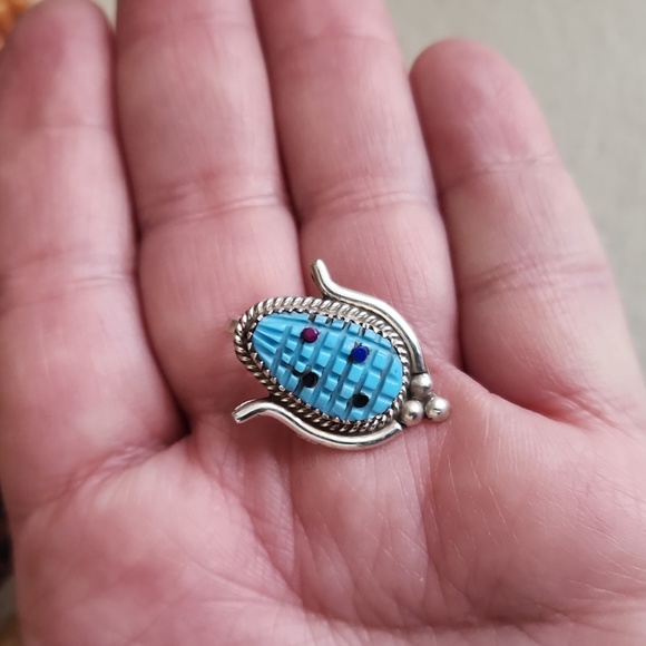 Adorable NWOT Native American Zuni Turquoise Inlaid Corn Pendant 🌽 🩵♥️ - Picture 5 of 8